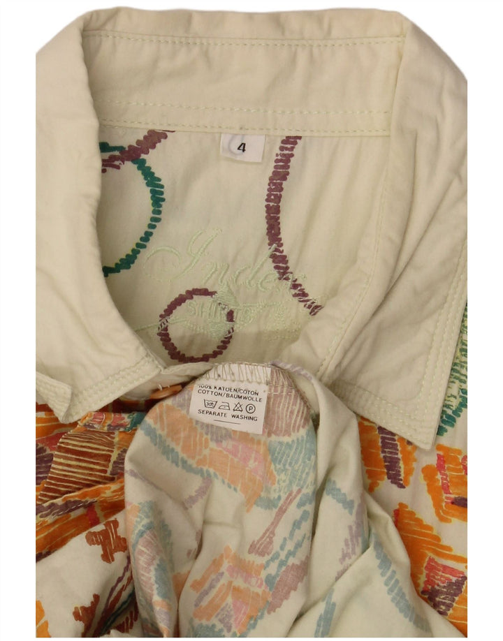 Cămașă Vintage pentru bărbați 2XL bumbac geometric alb