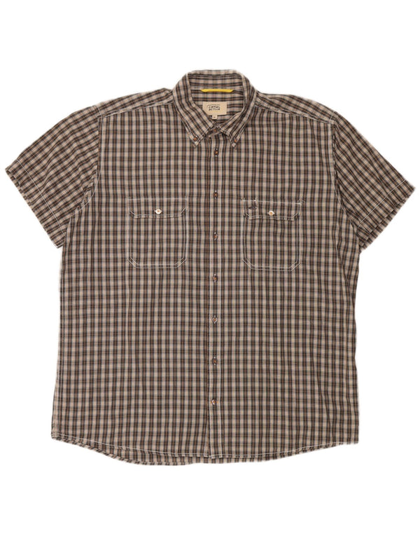 Cămașă cu mânecă scurtă pentru bărbați Camel Active XL, bumbac cu carouri maro