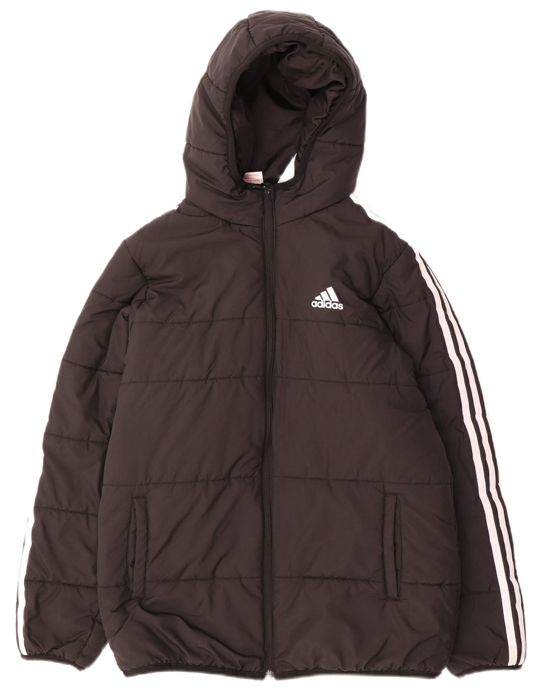 Jachetă căptușită cu glugă Adidas pentru băieți 13-14 ani, poliester negru