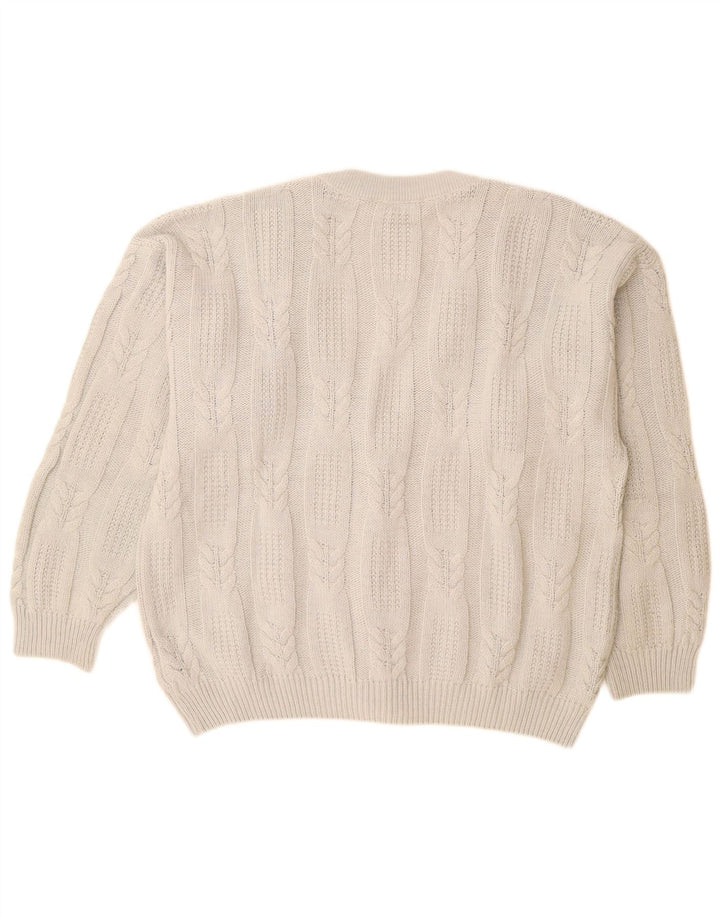 Pulover cardigan pentru bărbați GIO FERRARI IT 52 mare din lână de alpaca alb