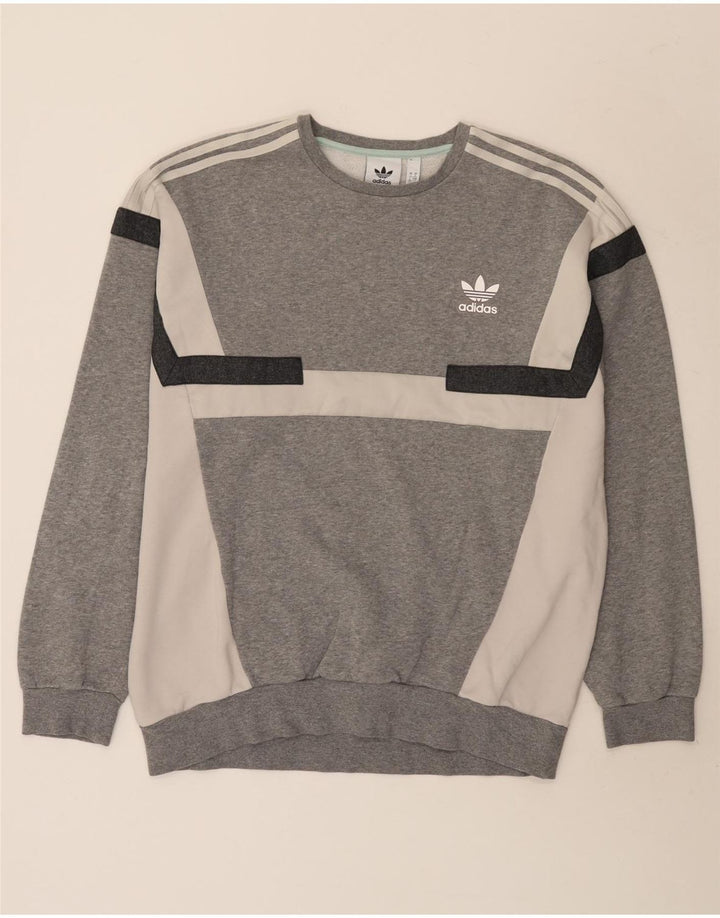 Hanorac pentru bărbați Adidas Jumper mare, gri, bumbac color bloc