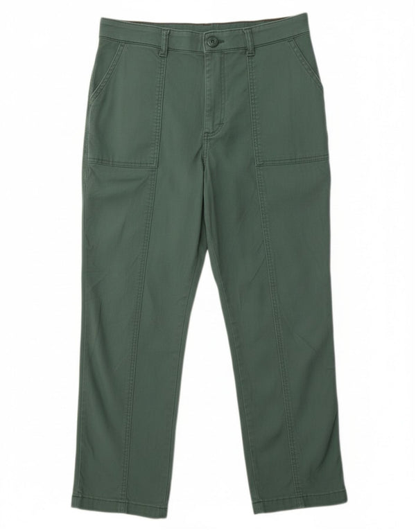 Lee Womens High Waist Straight Cropped Trousers US 10 Large W32 L24 Green