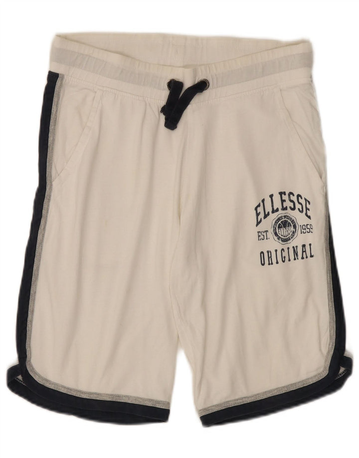 Pantaloni scurți sport grafic pentru bărbați Ellesse, bumbac color bloc alb mediu