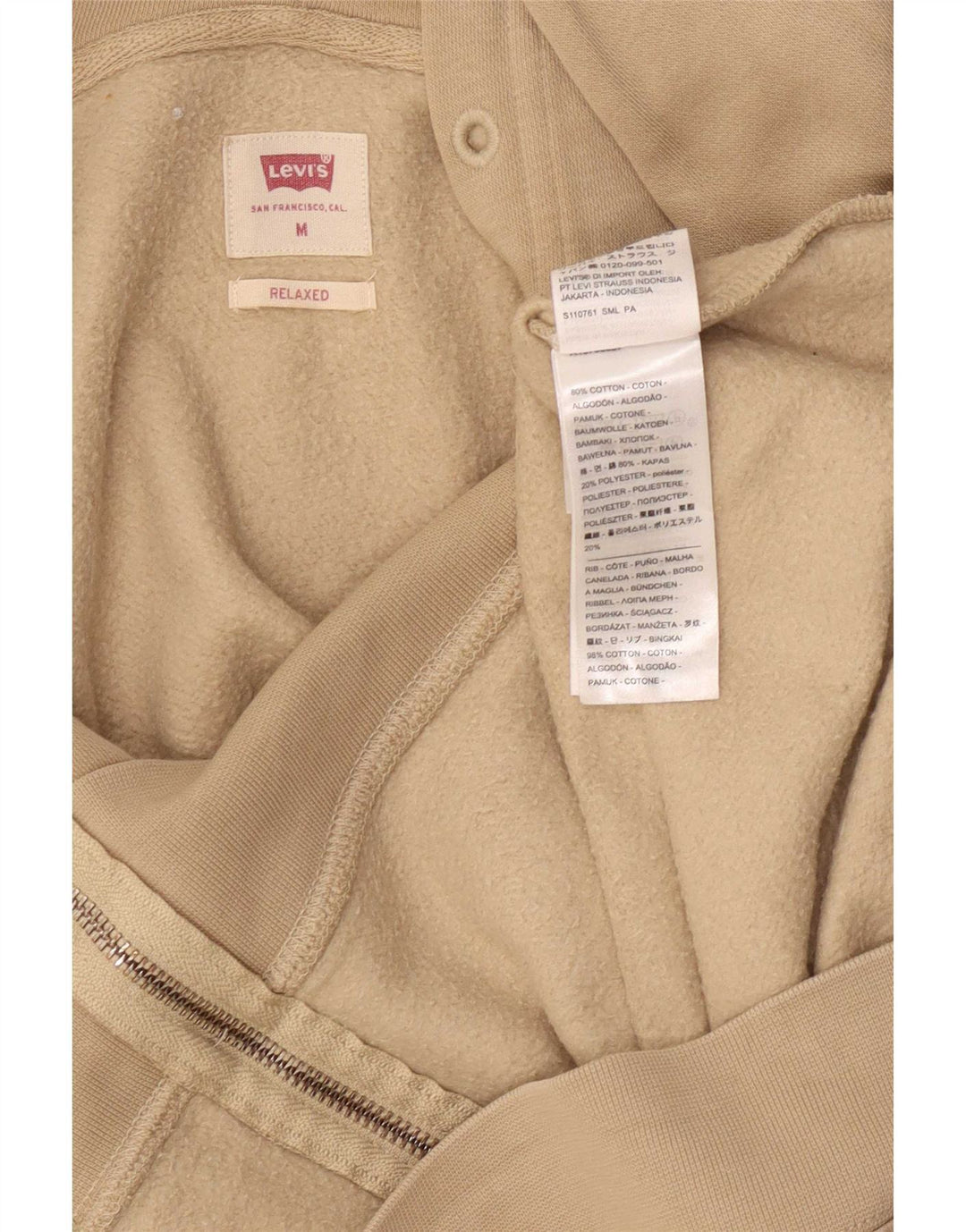 Pulover Levi's Relaxed Fit, cu fermoar, bumbac, bej mediu