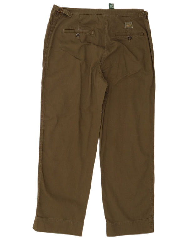 Pantaloni Ralph Lauren pentru femei cu talie înaltă US 12 Large W32 L27 Kaki Bumbac