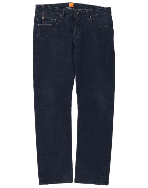 Blugi drepti pentru bărbați Hugo Boss W33 L32 Bumbac bleumarin