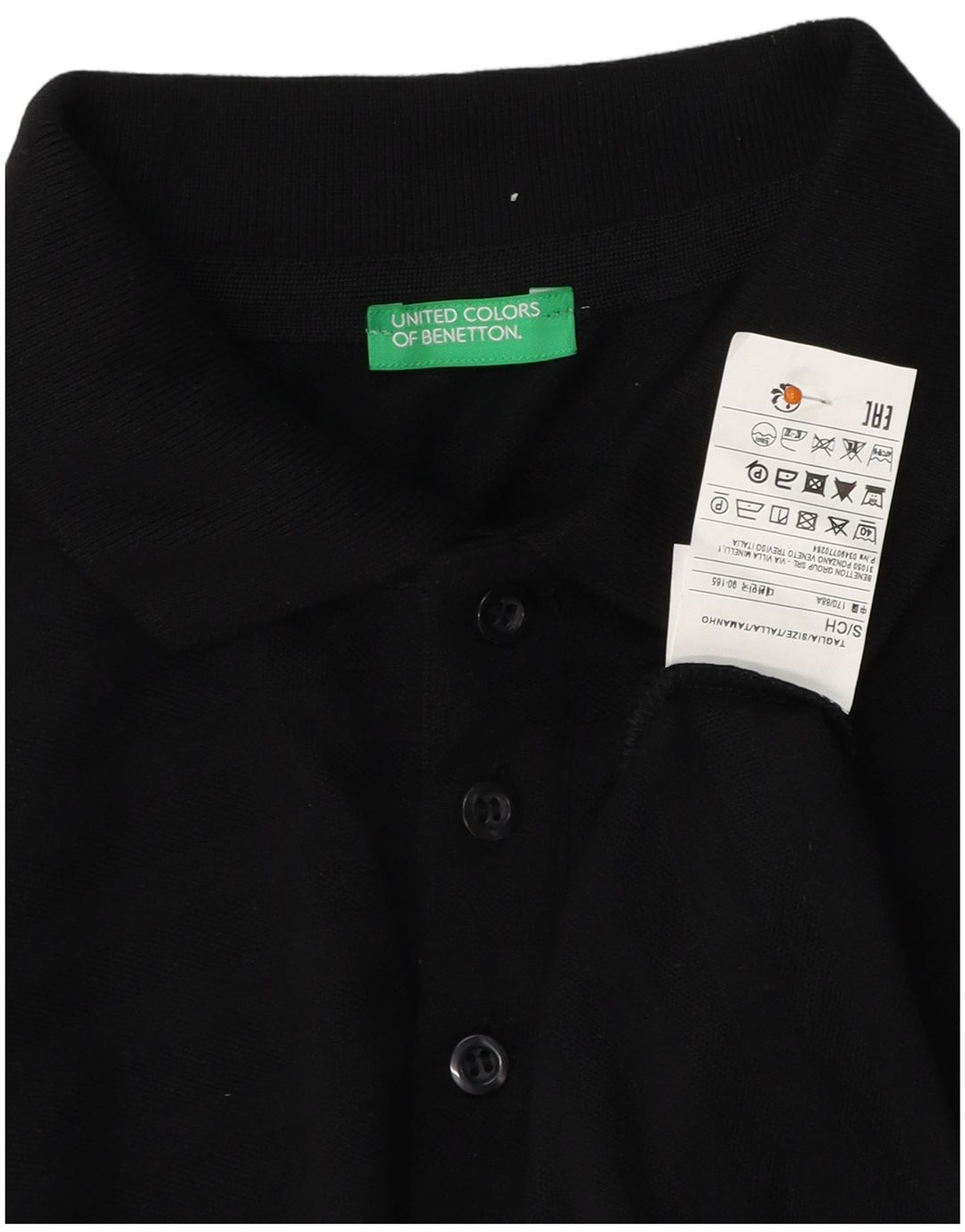 BENETTON Tricou polo pentru bărbați, bumbac mic cu dungi negre