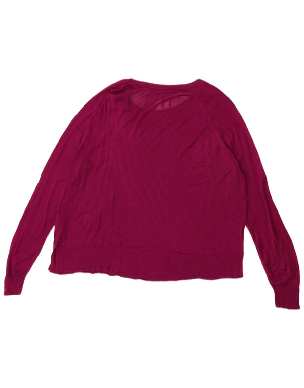 Pulover pentru femeie Zara, cu gât de barcă, UK 14, viscoză violet mediu