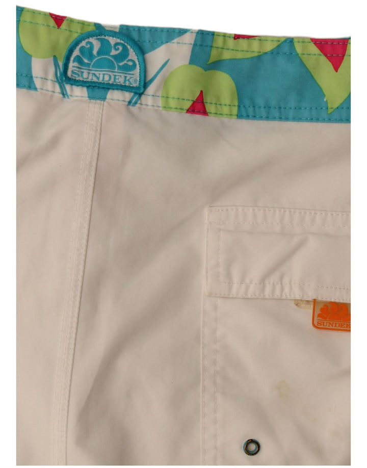 Sundek Pantaloni scurți de înot pentru bărbați, mari, alb, din poliester floral
