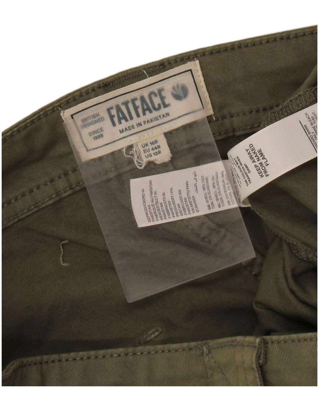 FAT FACE Pantaloni cargo pentru femei cu picioare largi UK 16 Large W36 L29 Kaki Bumbac