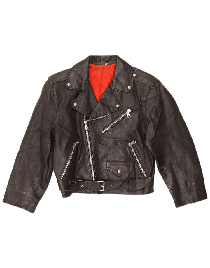 Jachetă de motociclist din piele vintage pentru femei, cu ajustare largi, IT 44 Medium Black