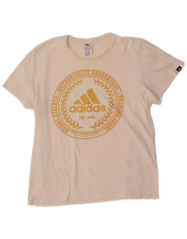 Tricou grafic pentru bărbați Adidas Top XL din bumbac alb