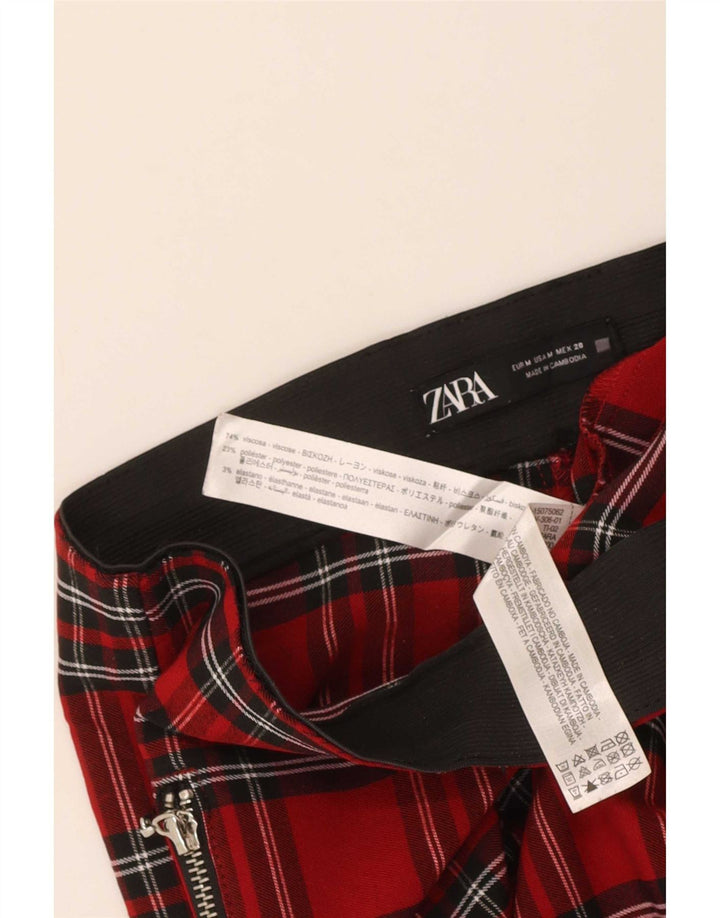 Pantaloni casual subțiri pentru femei Zara Mediu L28 L26 Viscoză cu carouri roșii