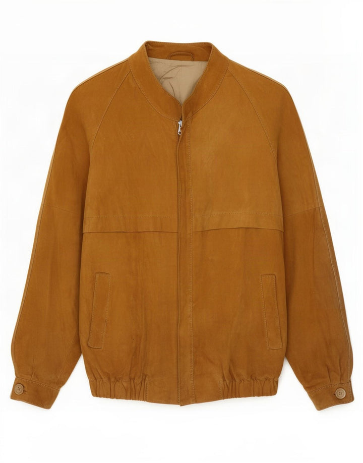 Bomber Vintage pentru bărbați din piele intoarsa UK 36 Mic Bej