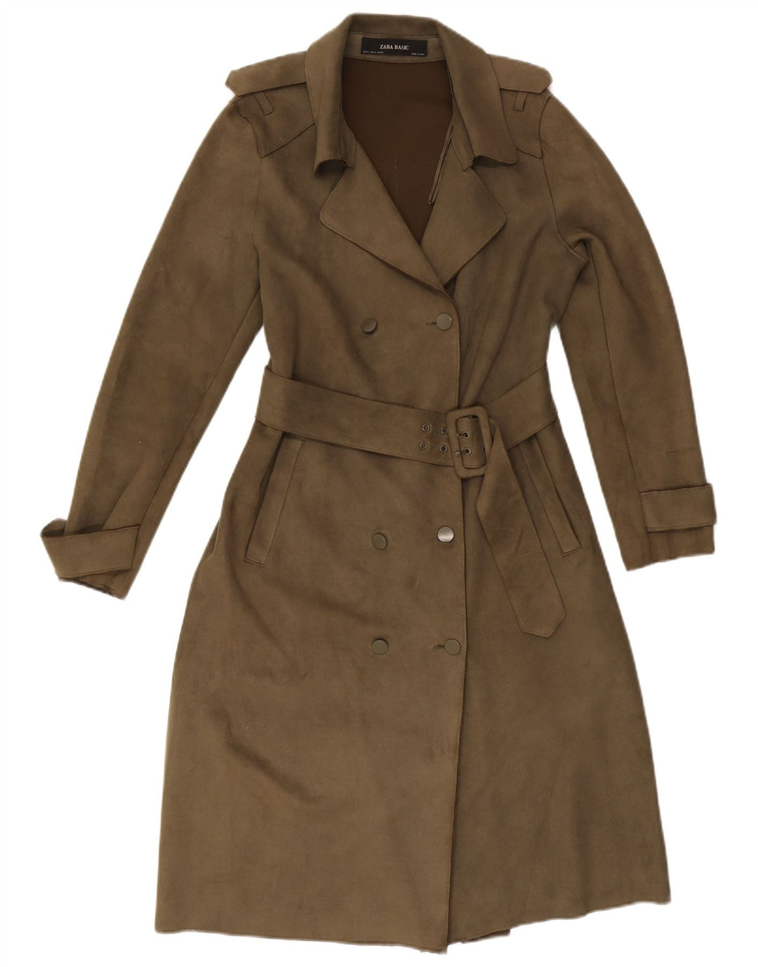 Trench pentru femei ZARA din piele intoarsa UK 14 Medium Khaki
