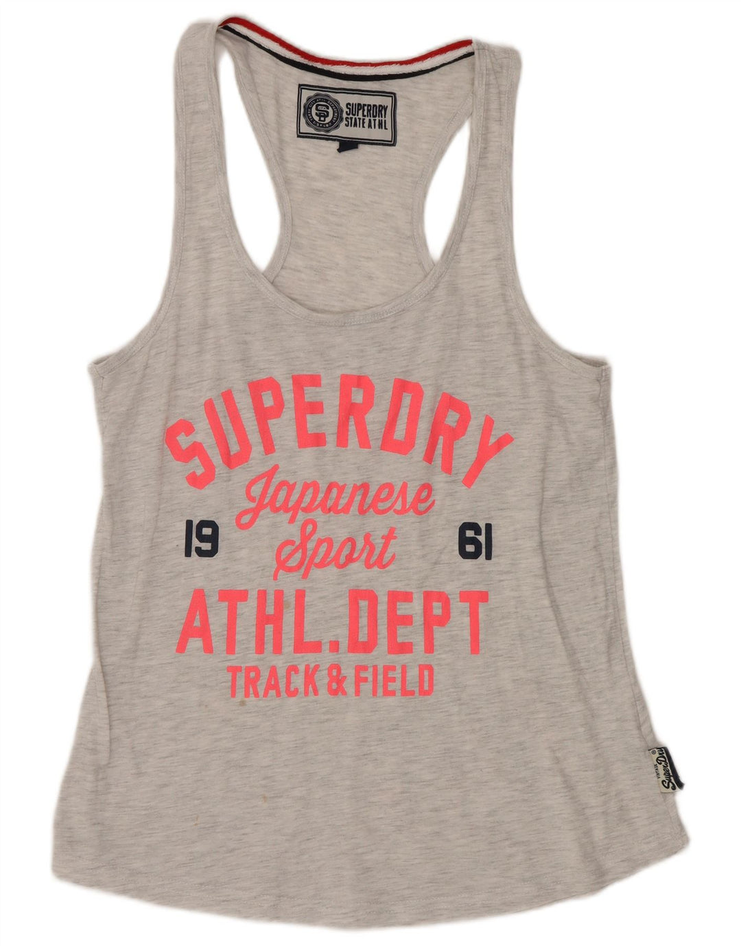 Top cu vestă grafică pentru bărbați Superdry, poliester moale, gri mic