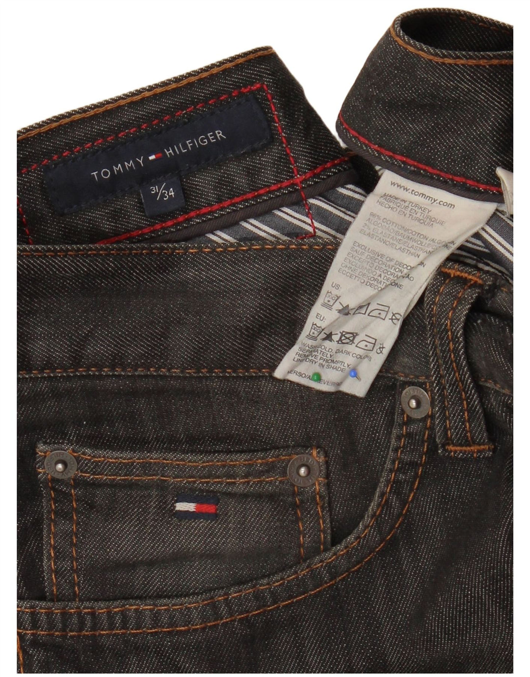 TOMMY HILFIGER Blugi drepti pentru bărbați W31 L28 bumbac gri