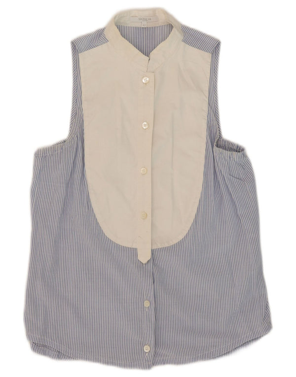 Bluză cămașă fără mâneci pentru femei SIVIGLIA IT 42 Medium Blue Pinstripe