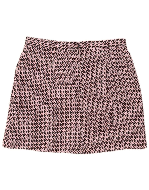 Fusta mini Topshop pentru femei UK 14 Large W32 Pink Chevron Poliester