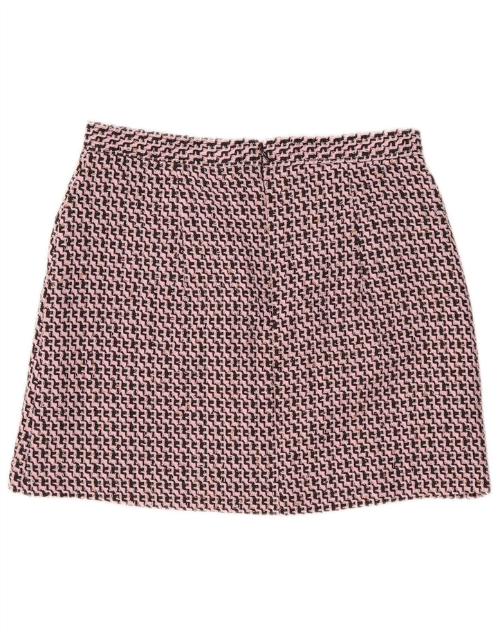 Fusta mini Topshop pentru femei UK 14 Large W32 Pink Chevron Poliester