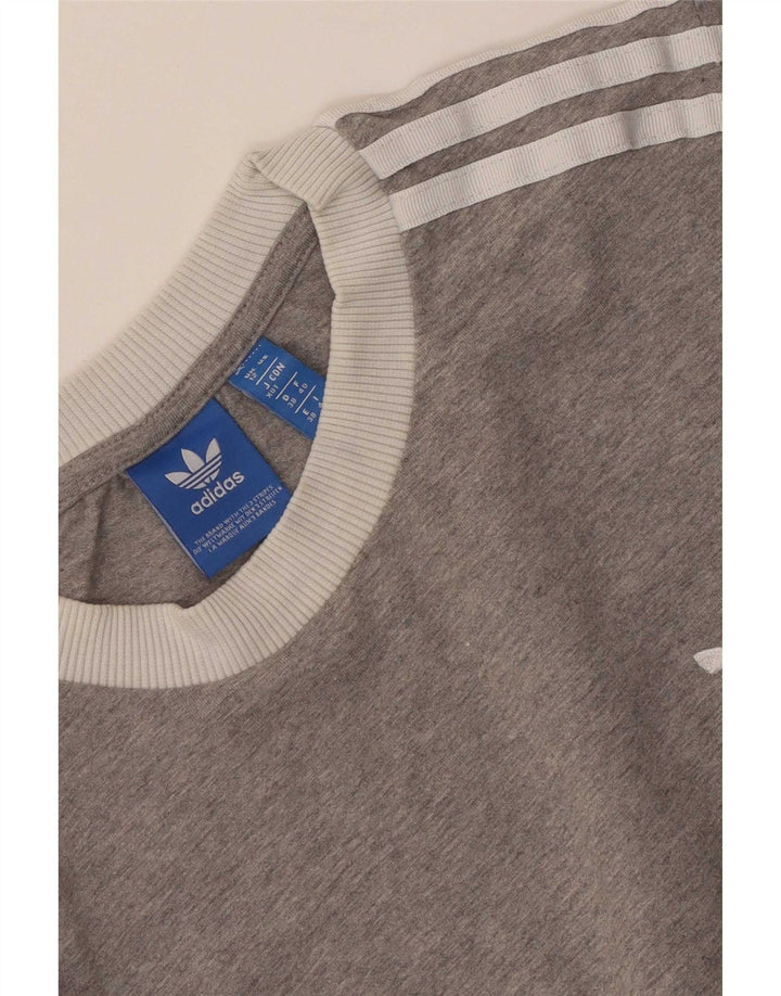 Pulover de hanorac grafic Adidas pentru femei UK 12 Medium Gri Colorblock
