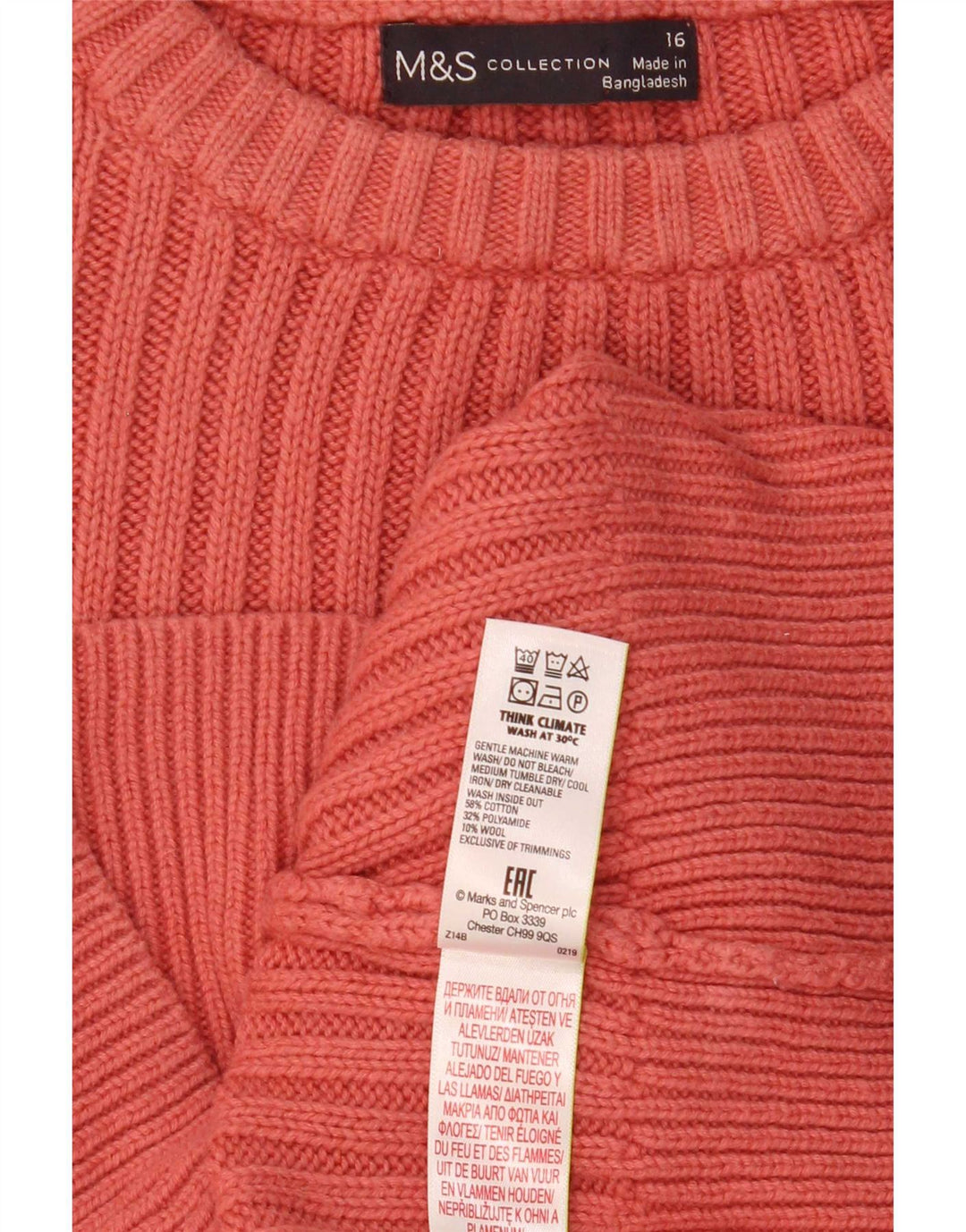 Pulover pentru damă Marks & Spencer cu gât roșu, mare, roz