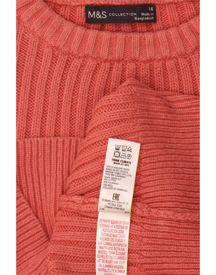 Pulover pentru damă Marks & Spencer cu gât roșu, mare, roz