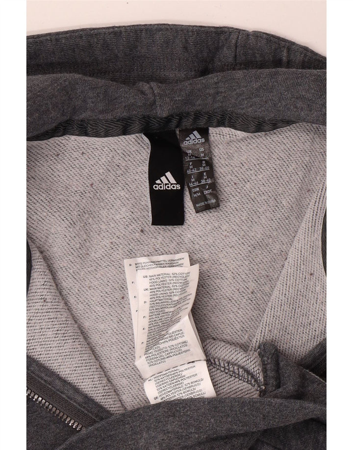 Pulover Adidas pentru femei Graphic Zip Hoodie UK 12/14 Medium Gri Bumbac