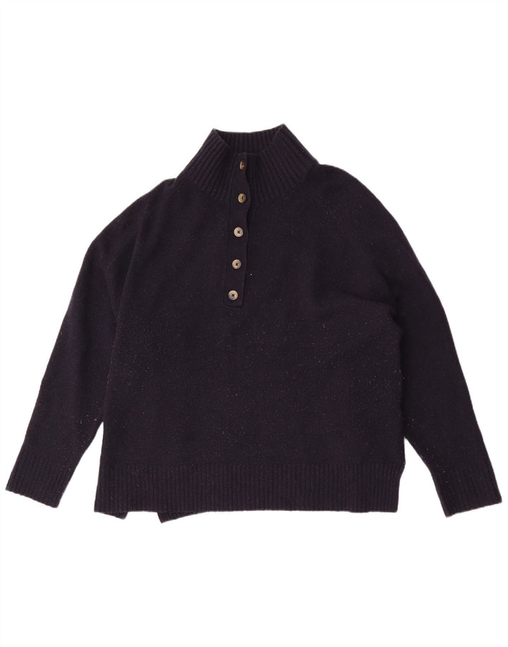 Pulover pentru femei supradimensionat cu gât cu nasturi Zara UK 16 mare bleumarin