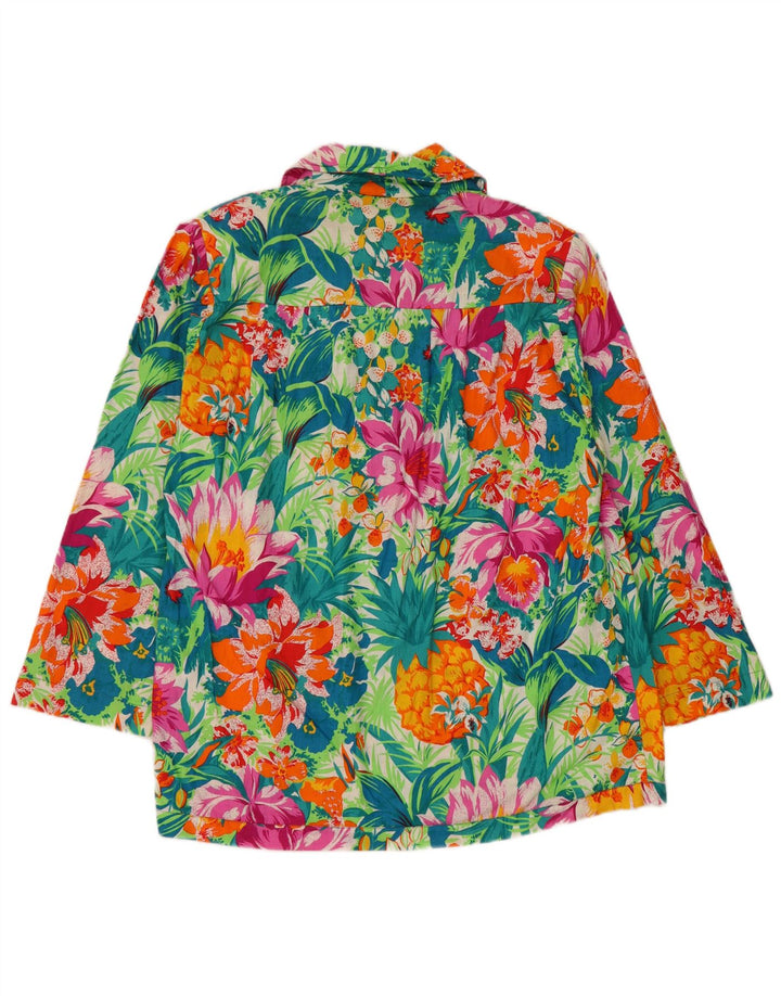 Jachetă vintage pentru femei cu 2 nasturi, UK 16, mare, multicoloră, florală