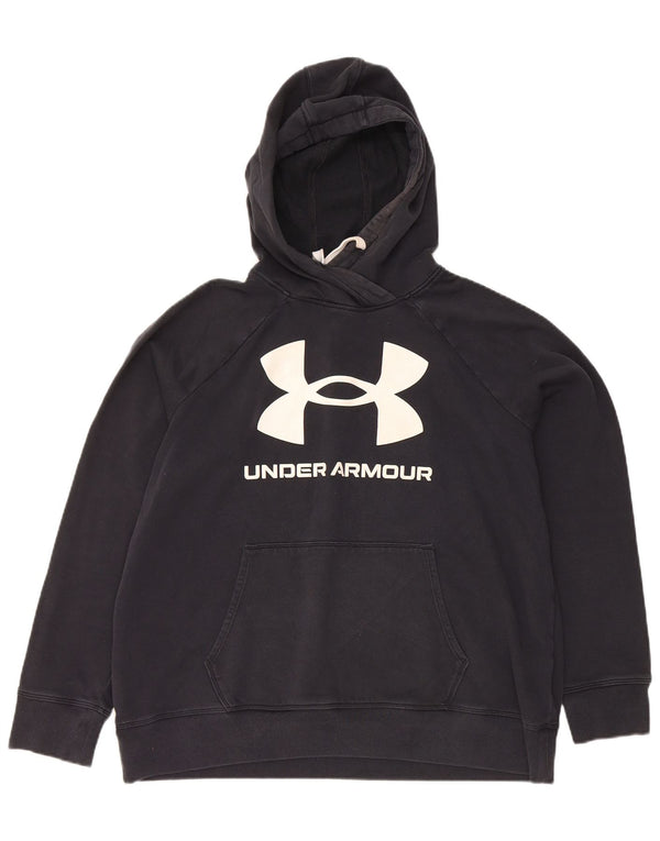 Pulover cu capota cu grafic Under Armour pentru femei UK 16 mare bumbac bleumarin