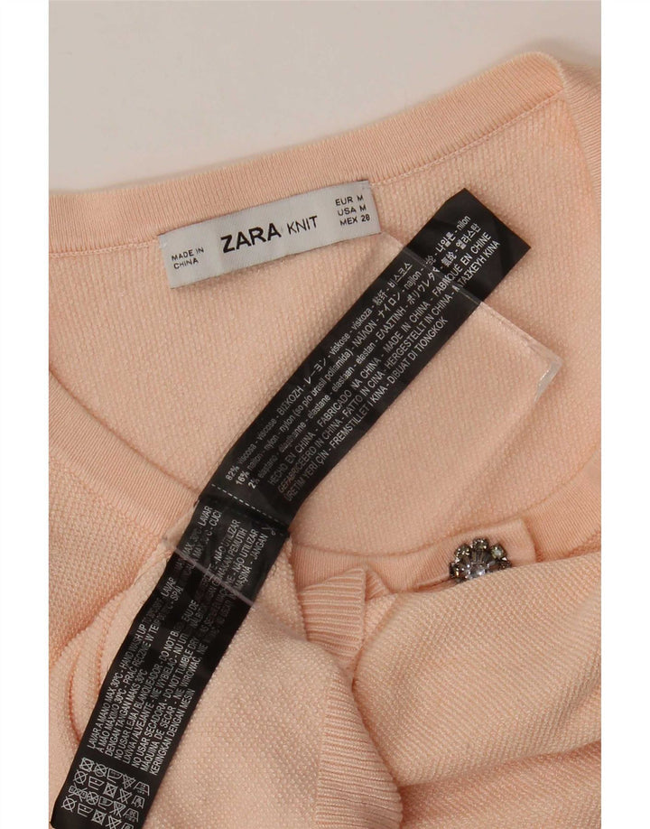 Pulover cardigan pentru femei Zara UK 12, viscoză, roz mediu