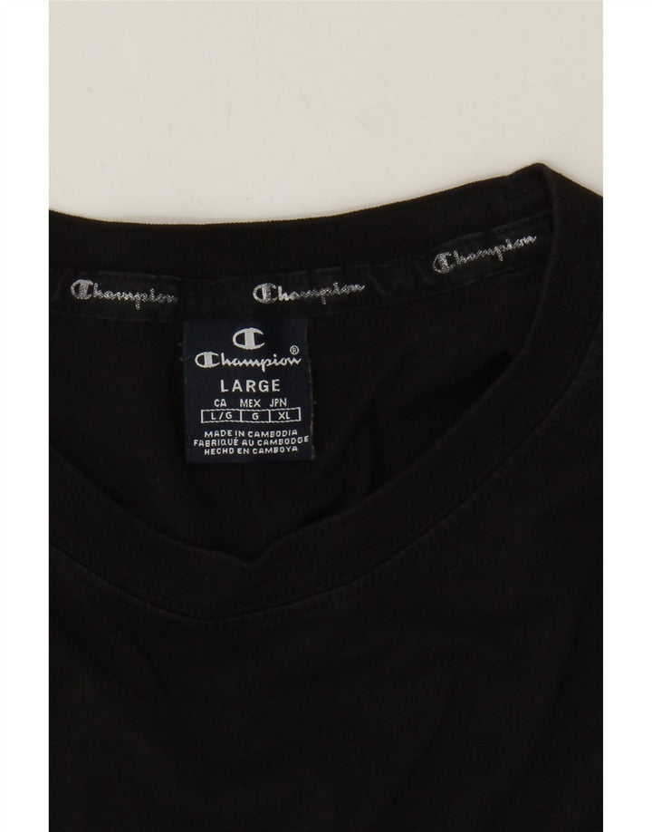 CHAMPION Mens Graphic T-Shirt Top Large Black Cotton Vintage Champion and Second-Hand Champion from Messina Hembry 