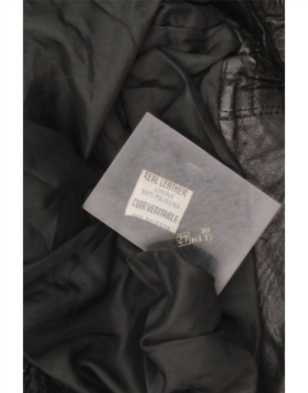 Jachetă de piele supradimensionată pentru femei VINTAGE EU 42, mare, neagră