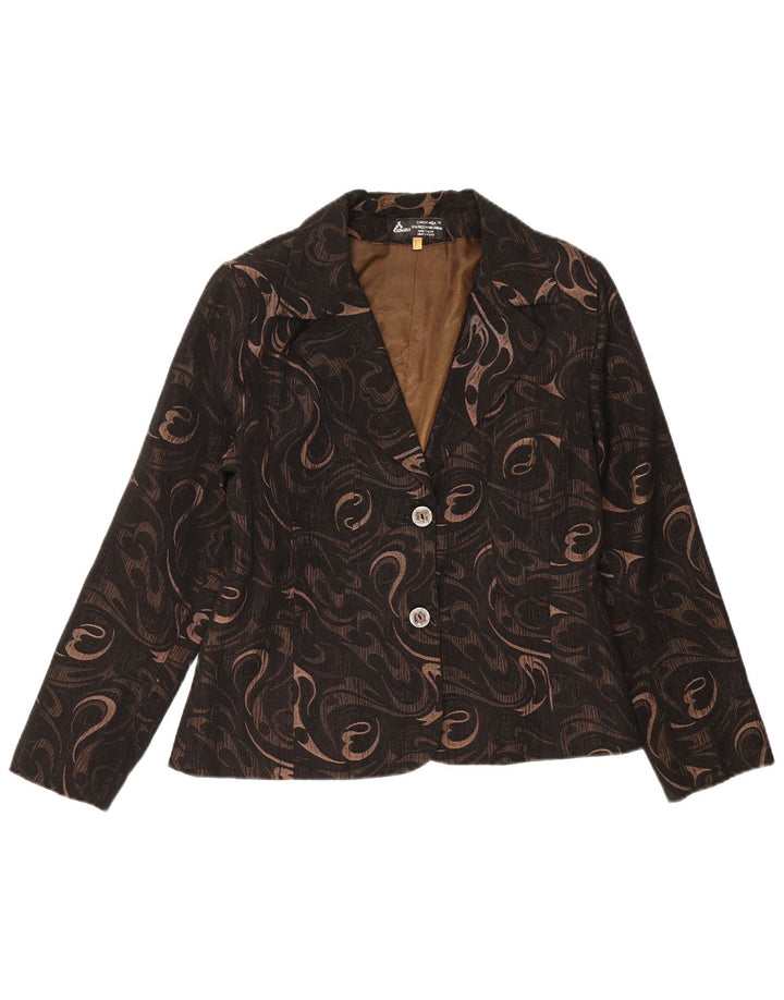 Jachetă Blazer Vintage pentru femei cu 2 nasturi UK 14 Medium Black Paisley