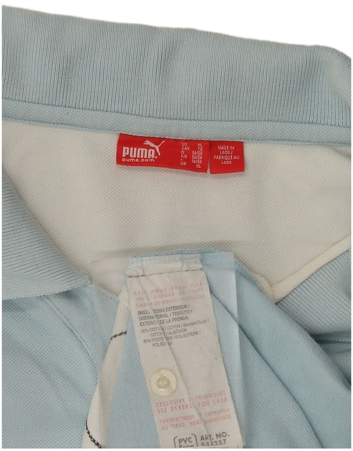 PUMA Mens Polo Shirt XL Blue Polka Dot Cotton