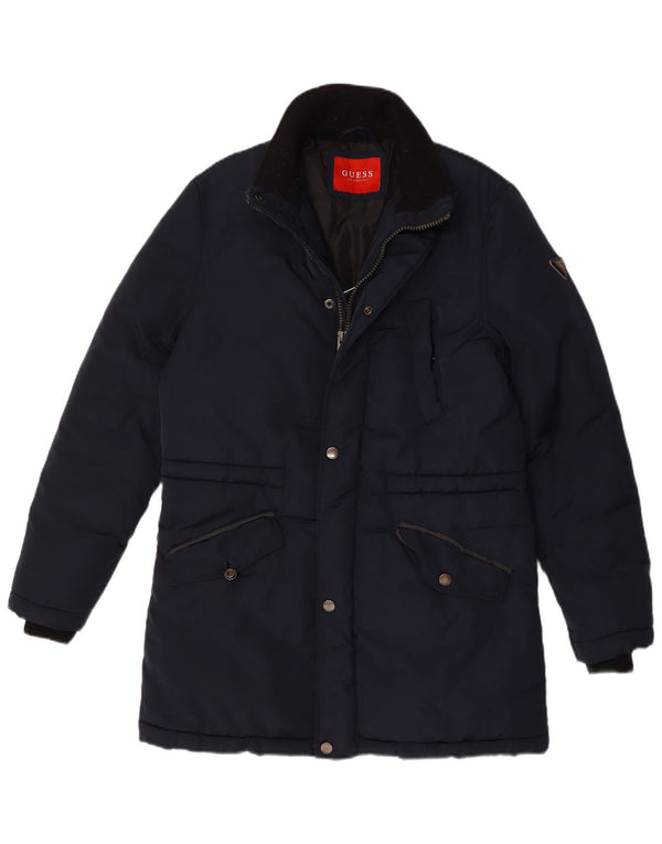 Palton căptușit Guess pentru bărbați UK 40 mare, poliester bleumarin