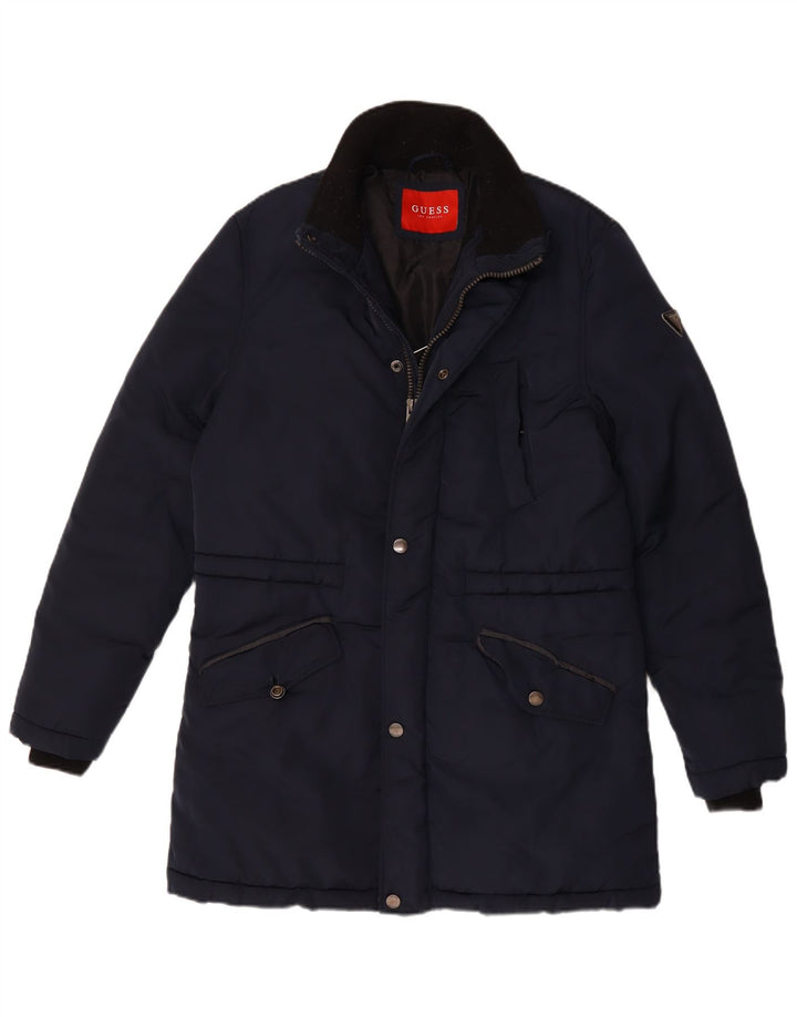 Palton căptușit Guess pentru bărbați UK 40 mare, poliester bleumarin