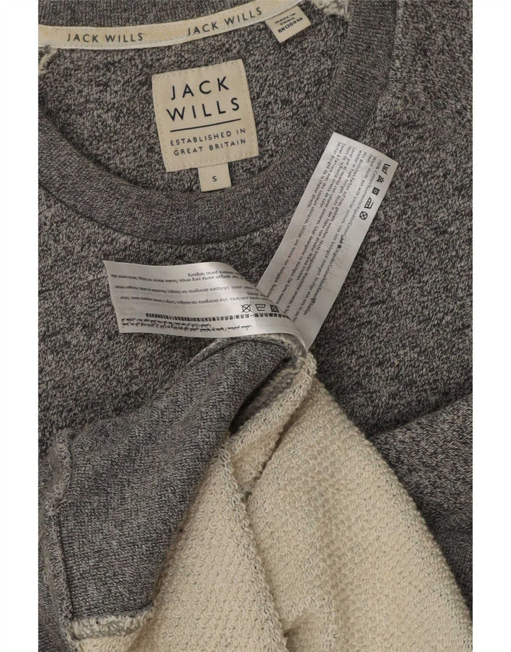 Pulover Jack Wills pentru bărbați cu grafică, bumbac cu pete mici, gri