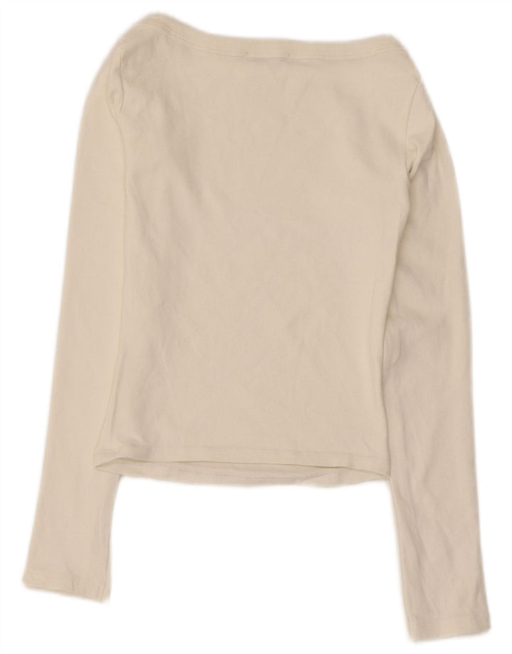 Crop Top pentru femei Zara cu mânecă lungă UK 12 Medium Off White