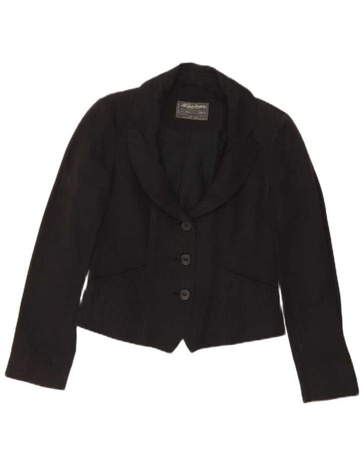 Jachetă pentru femei All Saints Crop 3 Button Blazer UK 12 Bumbac mediu negru