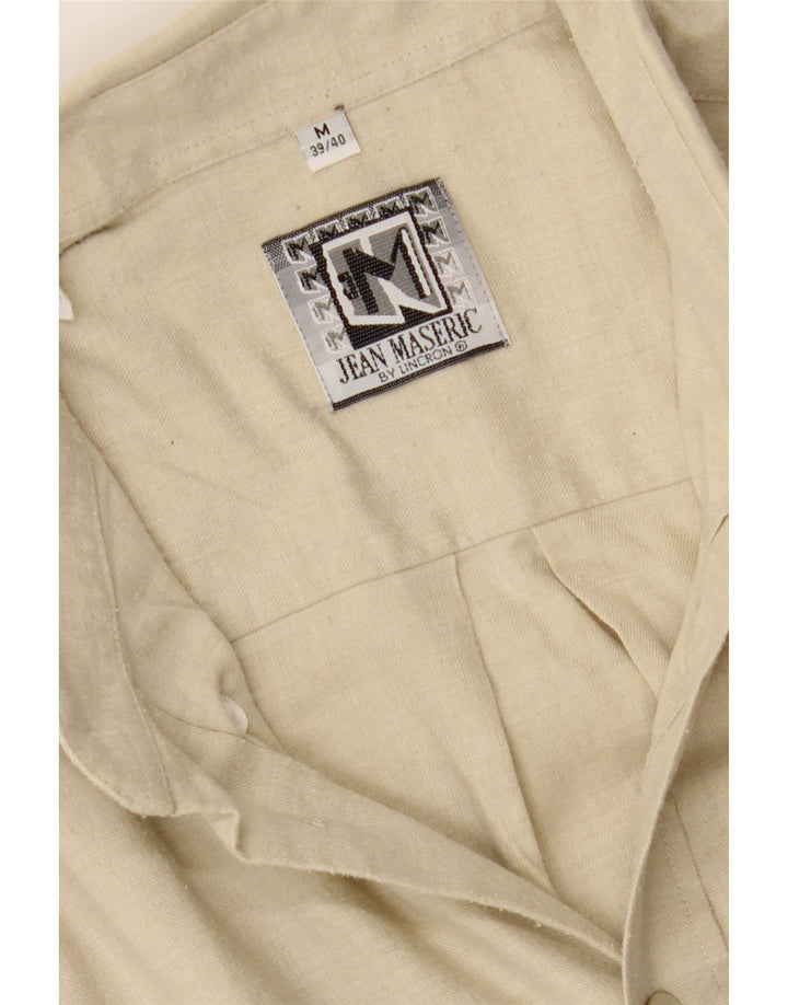 MAJESTIC Mens Shirt Size 39/40 Medium Beige Cotton Vintage Majestic and Second-Hand Majestic from Messina Hembry 