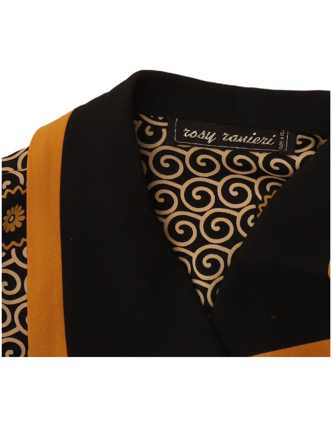 Jachetă vintage pentru femei crop cu 3 nasturi, UK 8, neagră, florală