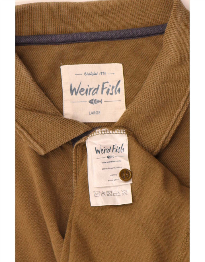 Tricou polo pentru bărbați Weird Fish, bumbac kaki mare