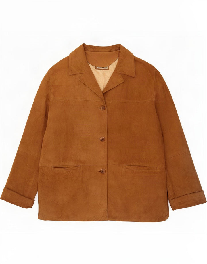 Jachetă vintage de piele intoarsa pentru femei IT 52 2XL Bej