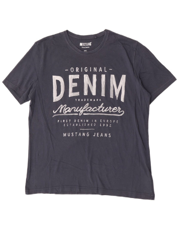 Tricou grafic pentru bărbați Mustang Top 2XL Bumbac bleumarin