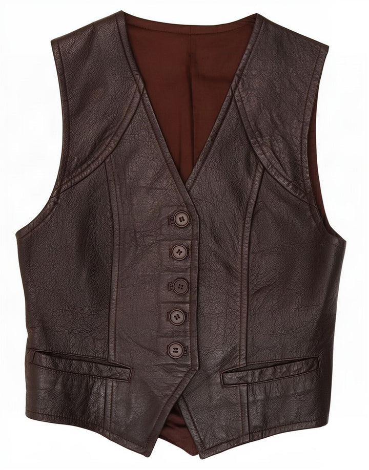 Vestă din piele vintage pentru femei IT 44 maro mediu
