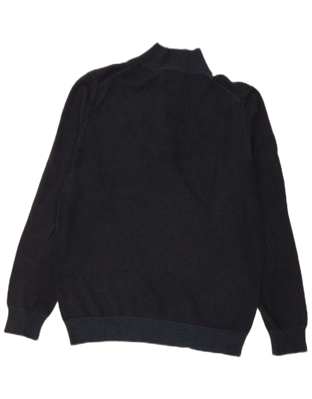 Massimo Dutti Pulover pentru bărbați cu gât cu nasturi, mare, bumbac bleumarin