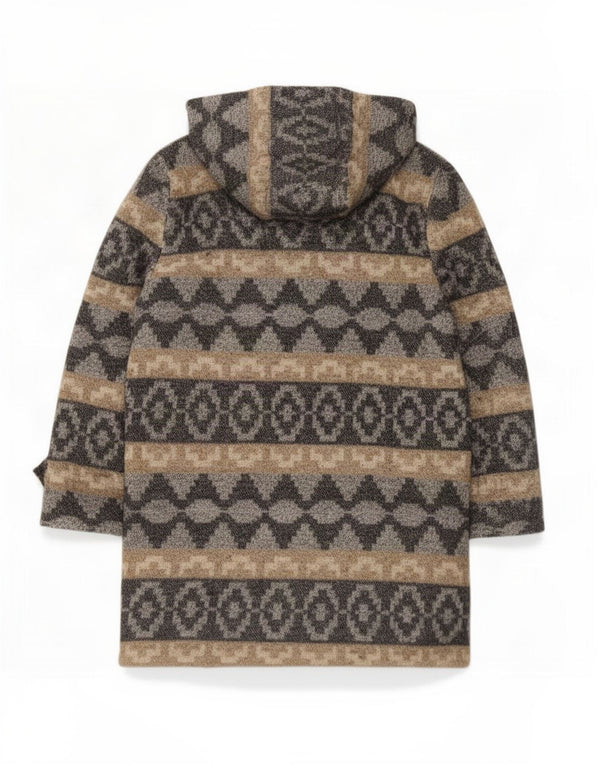 Pardesiu vintage pentru femei supradimensionat cu mâneci 3/4 UK 10 mic gri geometric