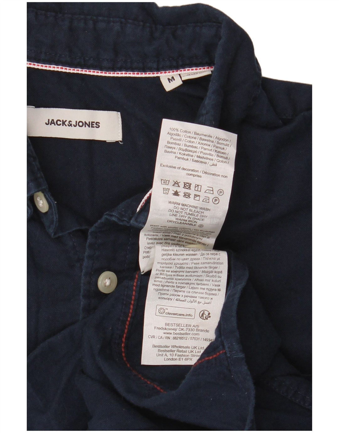 Cămașă Jack & Jones pentru bărbați, bumbac mediu albastru bleumarin